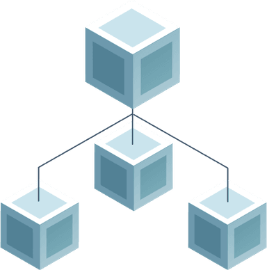 cubes connected in a graph, syncing state between one another